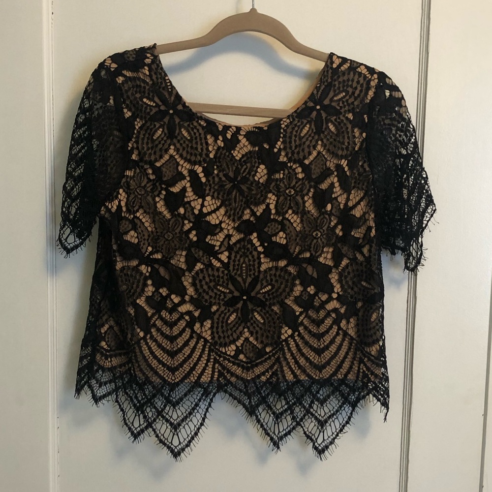 Express black lace crop top